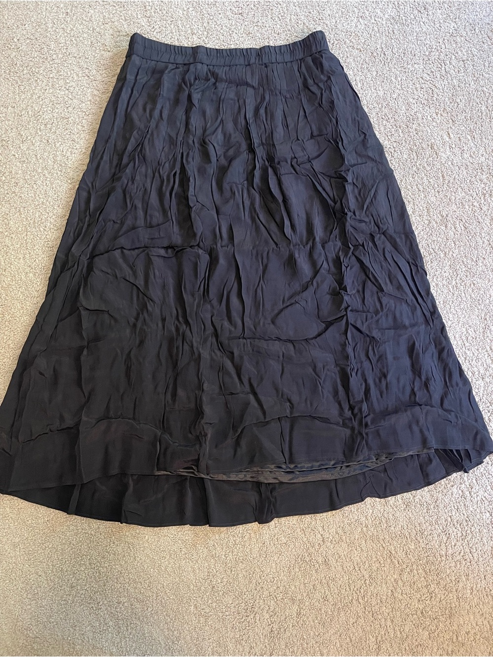 Joan Vass Black A-Line Midi Skirt